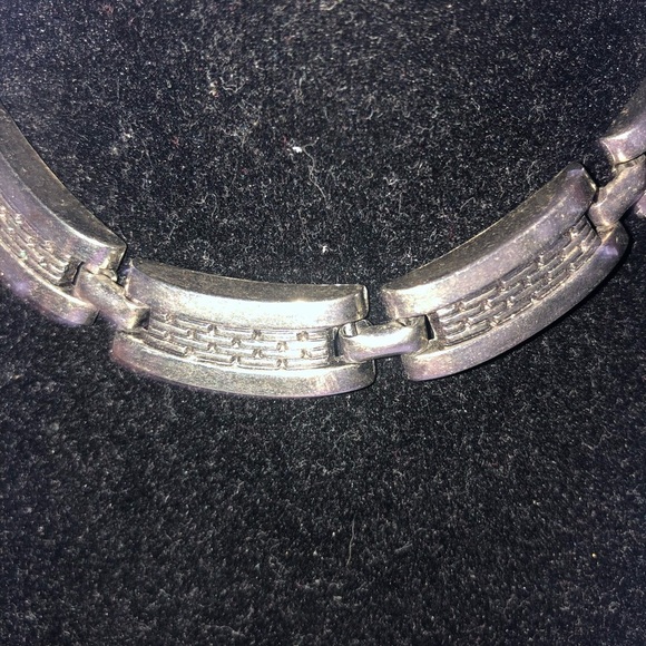 Stylish Silver Collar Necklace , Serious Modernist Chromed Steel Link Necklace - Picture 3 of 5